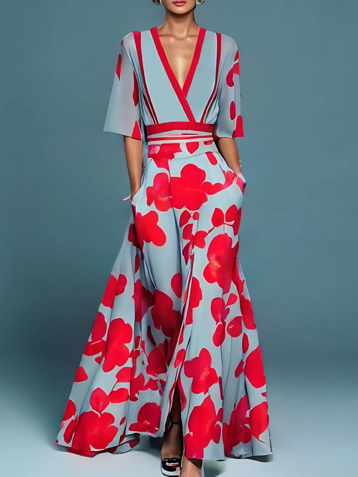 Laure | Elegancka Sukienka Kopertowa w Kwiaty